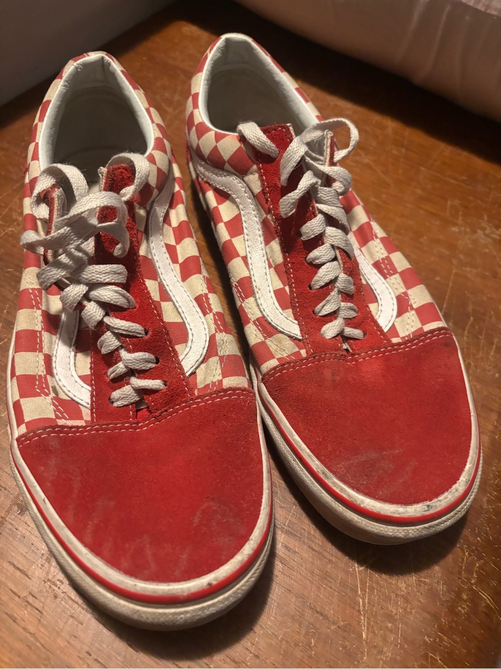 Vans Red and White Checkerboard Old Skool Sneakers